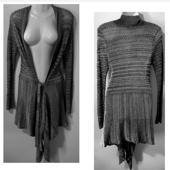 Romeo & Juliet Couture Tie Waist Waterfall Cardigan Size S/M - Picture 3 of 12